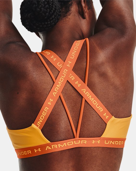 Soutien-gorge de sport à dos croisé et maintien léger UA pour femme, Yellow, pdpMainDesktop image number 8